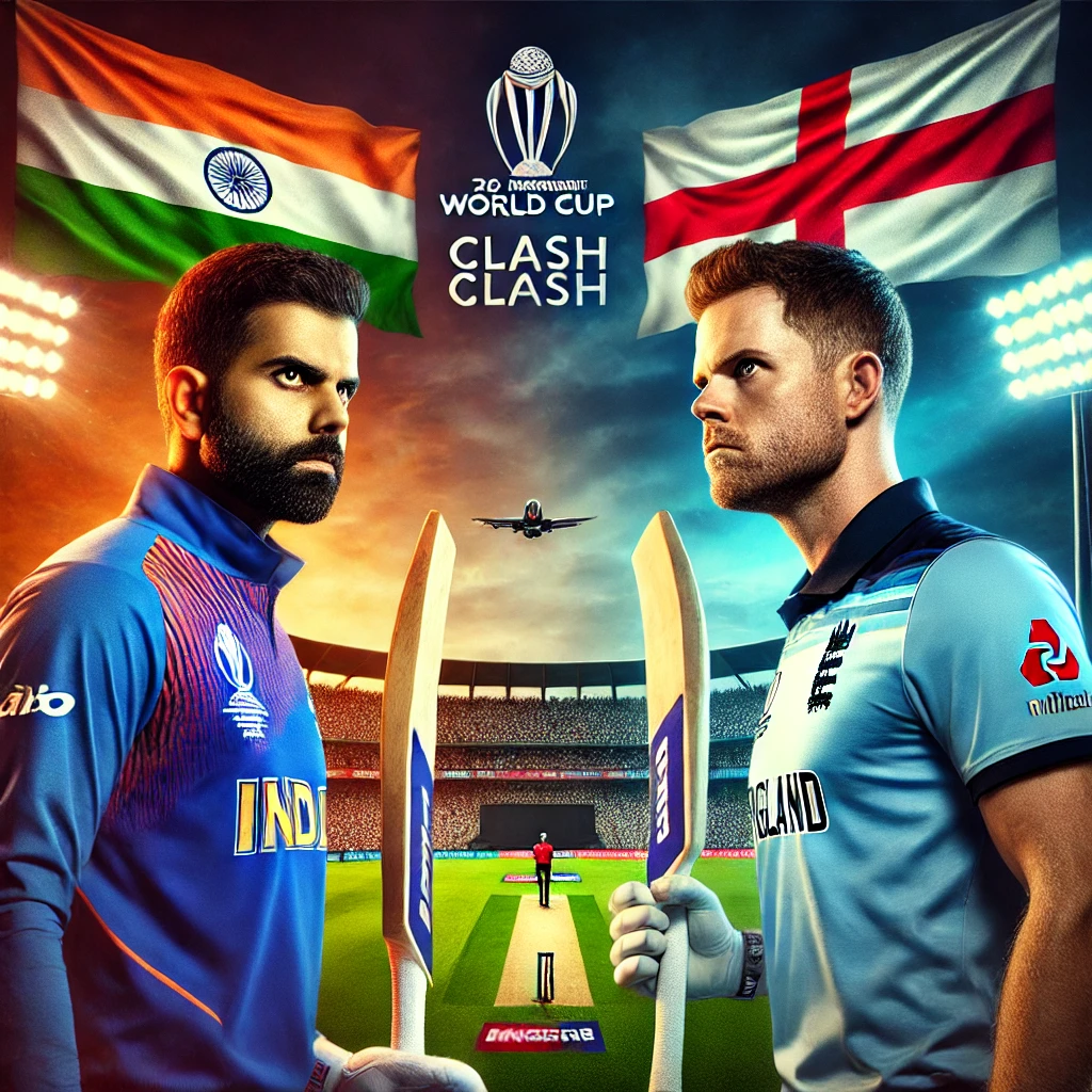 This image depicts the intense face-off between the captains of India and England for IND vs ENG Dream11 Prediction symbolizing the high stakes and competitive atmosphere of the T20 World Cup match