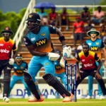 NW vs CP Dream11 prediction: An intense moment from the Dream11 Spice Isle T10 match at La Sagesse Park, featuring standout performances from key players.