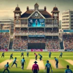 ntense T20 Vitality Blast match between Sussex and Kent at the County Ground, Hove, with players from both teams in action and a lively crowd supporting. Ideal for SUS vs KET Dream11 Prediction.