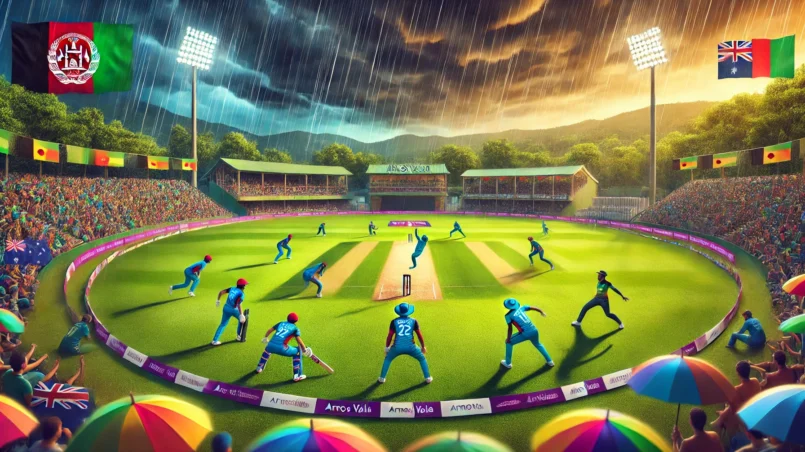 AFG vs AUS Dream11 Prediction: Exciting cricket match at Arnos Vale Ground, St. Vincent, featuring Afghanistan's spin prowess and Australia's all-round strength under rainy weather.