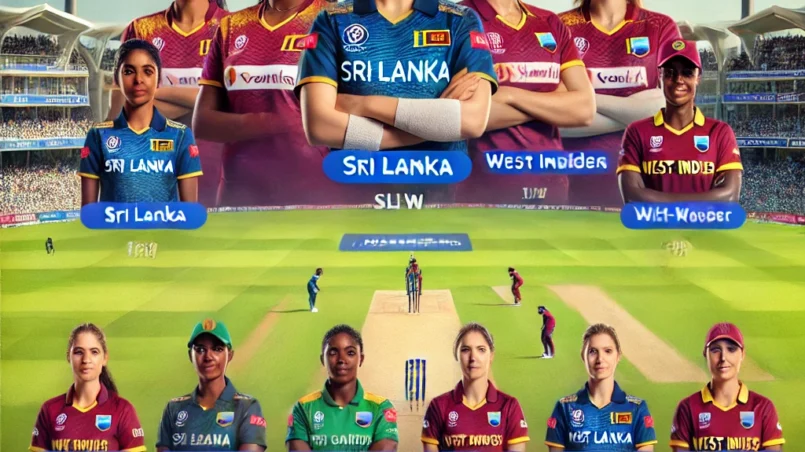 SL-W vs WI-W Dream11 Match Prediction: Fantasy Cricket Team Selection Screen with Players in Action