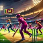 SL-W vs WI-W Dream11 Prediction: Dynamic cricket match scene with key players Chamari Atapattu, Hayley Matthews, and Shemaine Campbelle in action