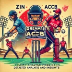 ZIN vs ACCB Dream11 Match Prediction: Detailed Analysis and Insights featuring cricket players in action, team logos, and a cricket stadium background.