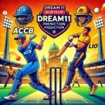 ACCB vs LIO Dream11 Prediction: Cricket players in action with team logos and stadium background