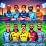 TEX vs LAS Dream11 prediction: Fantasy cricket team lineup featuring key players like D Conway, F du Plessis, J Roy, A Markram, S Al Hasan, S Narine, A Russell, M Stoinis, Ali-Khan, Naveen-ul-Haq, and S Johnson on a green field with a stadium background, highlighting roles and expected points for a detailed match analysis blog post.