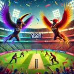 Dynamic cricket clash: Leatherback Giants vs Scarlet Ibis Scorchers, packed stadium, action-packed scene, cheering fans for LEG vs SLS Dream11 Prediction