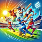 Cartoon-style cricket match between BAN and UCCB with key players in action under sunny weather for BAN vs UCCB Dream11 Prediction