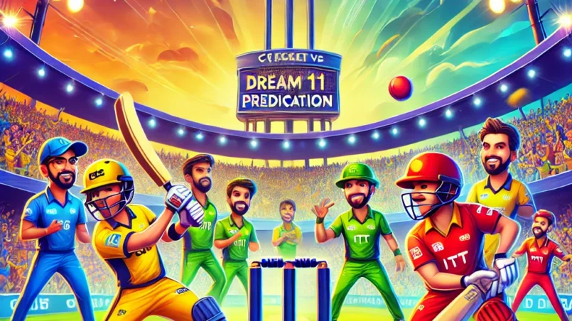 CSG vs ITT Dream11 Prediction: Cartoon-style cricket match illustration with animated players and lively stadium