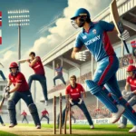 Dynamic cricket match scene between Norway and Gibraltar at Bayer Uerdingen Cricket Ground, featuring key players Khizer Ahmed, R Iqbal, Iain Latin, and S Bodha in action. Dream11 prediction or NOR vs GIB Dream11 Prediction