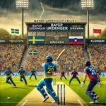 Exciting cricket match at Bayer Uerdingen Cricket Ground with Sweden's Share Ali batting against Slovenia's Mirwais Shinwari under rainy weather conditions. Enthusiastic crowd and lush green field in Krefeld, Germany FOR SWE vs SVN Dream11 Prediction