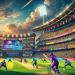 Colombo Strikers vs Galle Marvels T20 cricket match at a vibrant stadium with packed cheering fans, bright skies, and players in action on a lush green field for CS vs GM Dream11 Prediction