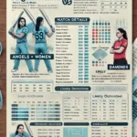 Dream11 prediction article layout for ANG-W vs DIA-W in Pondicherry T20 Women. The article features sections like Match Details, Venue Analysis, Recent Performances and Team Form, Player Performance Data, Head-to-Head Record, Strategic Insights, Expert Opinions and Betting Scenarios, Likely Outcome, Conclusion, and Disclaimer. Includes tables for recent performance data and player stats, and a suggested Dream11 team with substitutes. Clean and professional design with clearly defined sections.