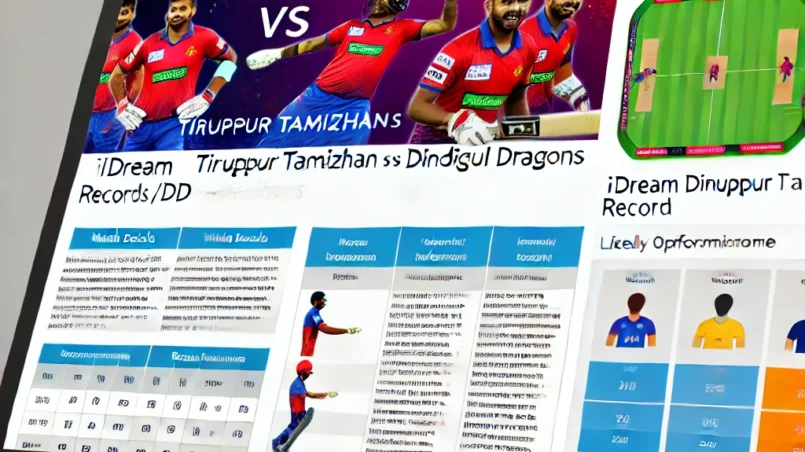 the generated image of the article layout for the ITT vs DD Dream11 prediction. The layout includes sections such as Match Details, Venue Analysis, Recent Performances, Player Performance Data, Head-to-Head Record, Strategic Insights, Expert Opinions, Likely Outcome, and Conclusion. It also features tables for player statistics and recent performances, along with vibrant images of cricket players in action and team logos.