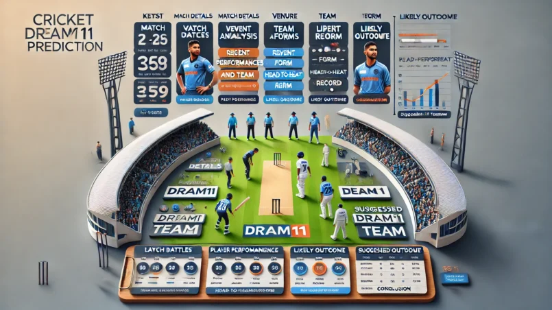 Cricket Dream11 prediction layout for the match between Leatherback Giants (LEG) and SAMP Army Cocrico Cavaliers (CCL) in the West Indies T10 Trinidad Blast. The layout includes sections such as Match Details, Venue Analysis, Recent Performances and Team Form, Player Performance Data, Head-to-Head Record, Strategic Insights, Expert Opinions and Betting Scenarios, Likely Outcome, and Suggested Dream11 Team. The design is cricket-themed with a prominent header image of a cricket stadium, tables for player performance data, recent performances, and head-to-head records. Key battles and young talents are highlighted with images of cricket players in action.