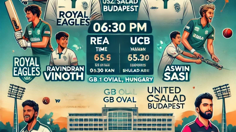 REA vs UCB Dream11 Prediction: Key Battles, Young Talents, Match Details and Venue Analysis for Royal Eagles vs United Csalad Budapest at GB Oval, Szodliget, Hungary on July 20, 2024, including key players Ravindran Vinoth, Aswin Sasi, Emad Khan, and Ghulam Abbas