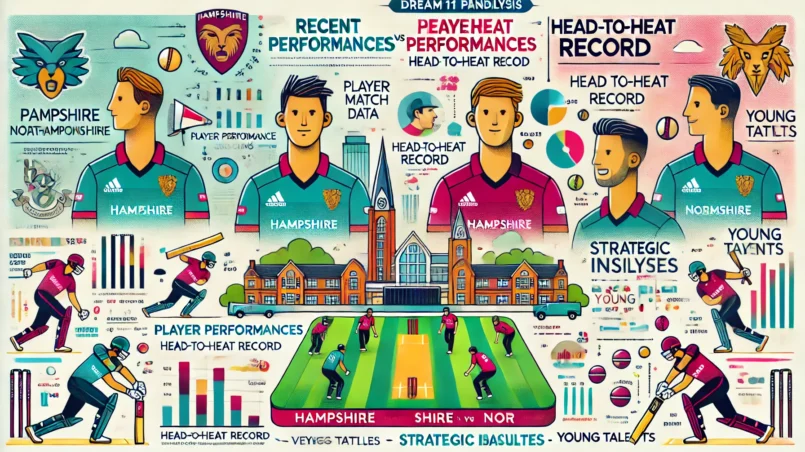 infographic based on the analysis for the HAM vs NOR Dream11 prediction. This visual representation includes recent performances, player performance data, head-to-head records, venue analysis, strategic insights, key battles, and young talents.