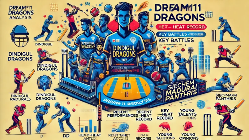 image for the DD vs SMP Dream11 prediction analysis: This image includes key sections such as recent performances, head-to-head record, venue analysis, key battles, young talents, and expert opinions, presented in a visually engaging and informative layout.