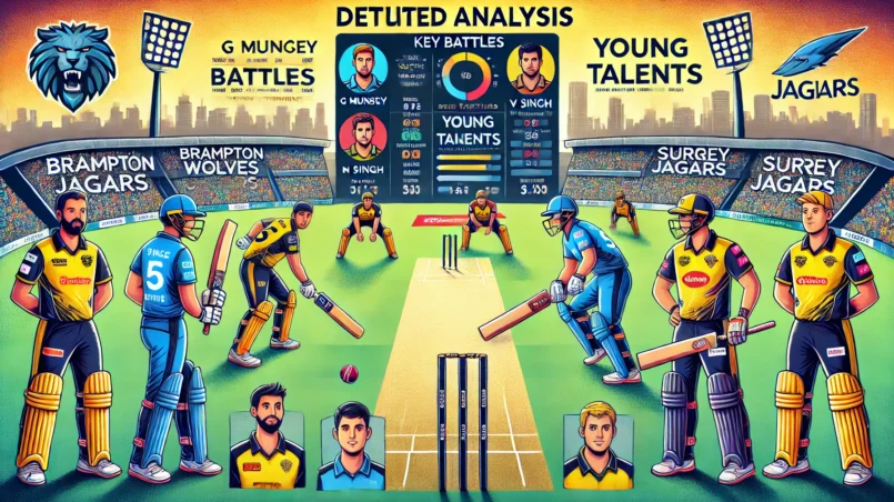 mage for the BRW vs SJ Dream11 prediction analysis, featuring key battles, young talents, and strategic insights in a cartoon style.