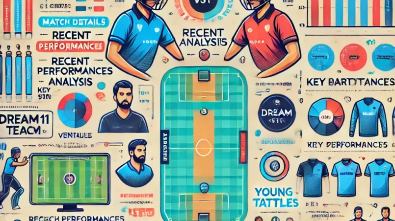 detailed infographic image showcasing the CK-W vs YC-W Dream11 Prediction analysis.