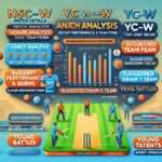 detailed cricket match analysis graphic for NSC-W vs YC-W Dream11 Prediction. This graphic includes all the key sections like Match Details, Venue Analysis, Recent Performances, Player Performance Data, Head-to-Head Record, Suggested Dream11 Team, Key Battles, Young Talents, and Expert Opinions.